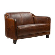 Vintage stílusú, kétszemélyes, valódi bőr kanapé dohánybarna színben, Gentleman Cigare kollekció.