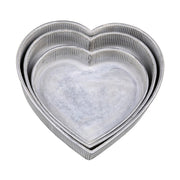 Szív formájú, háromdarabos karácsonyi bádog tálca szett.