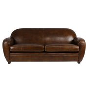Dohánybarna színű bőrrel kárpitozott, 3 személyes bőrkanapé.