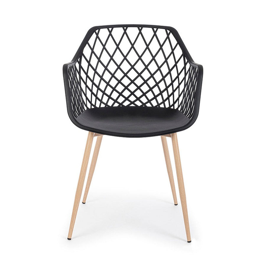 Fekete színű, modern műanyag étkezőszék.