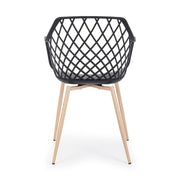 Fekete színű, modern műanyag étkezőszék.