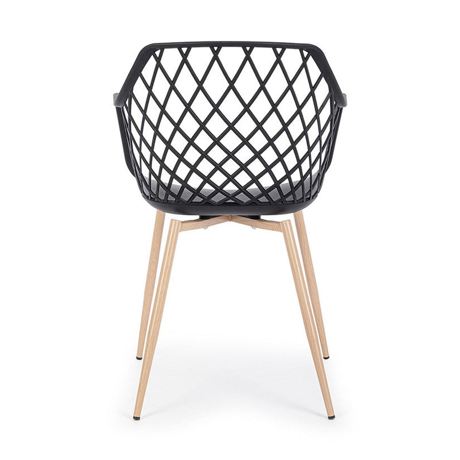 Fekete színű, modern műanyag étkezőszék.