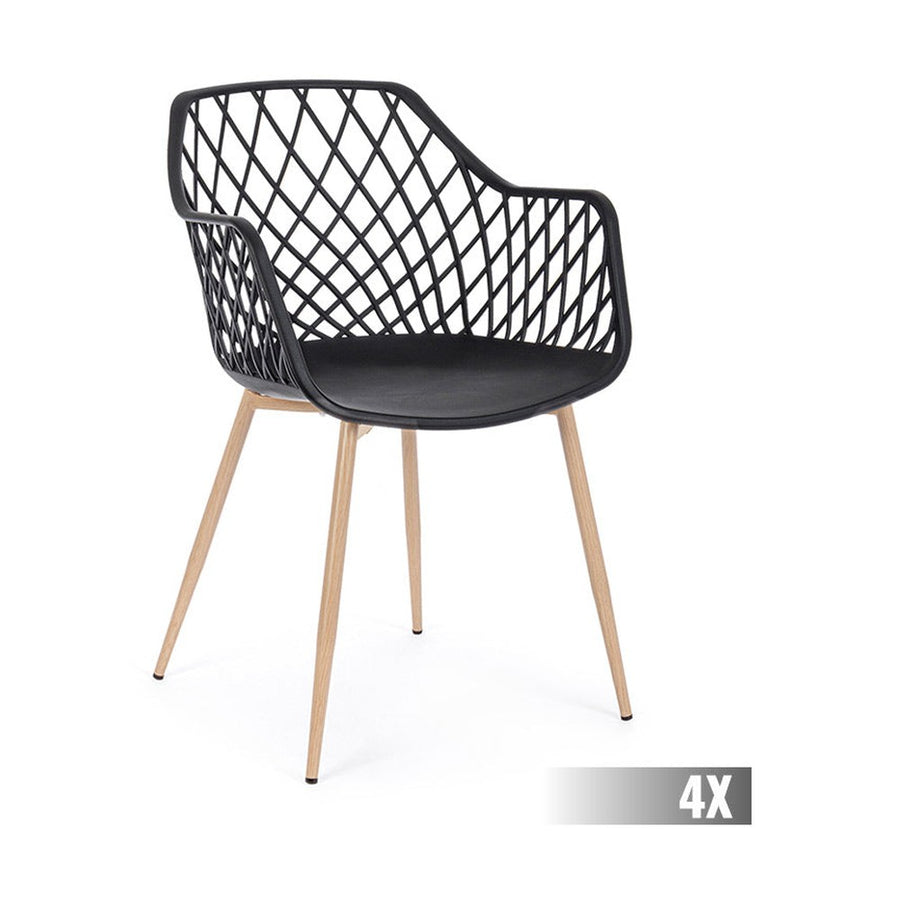 Fekete színű, modern műanyag étkezőszék.