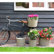 Natúr színű műrattanból készült, 4 darabos, nagyméretű kosár kaspó szett.