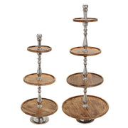 Mangófából és alumíniumból készült, 4 szintes kínálóállvány.