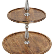 Mangófából és alumíniumból készült, 4 szintes kínálóállvány.