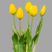 5 bimbós szálból álló, sárga színű mű tulipáncsokor.