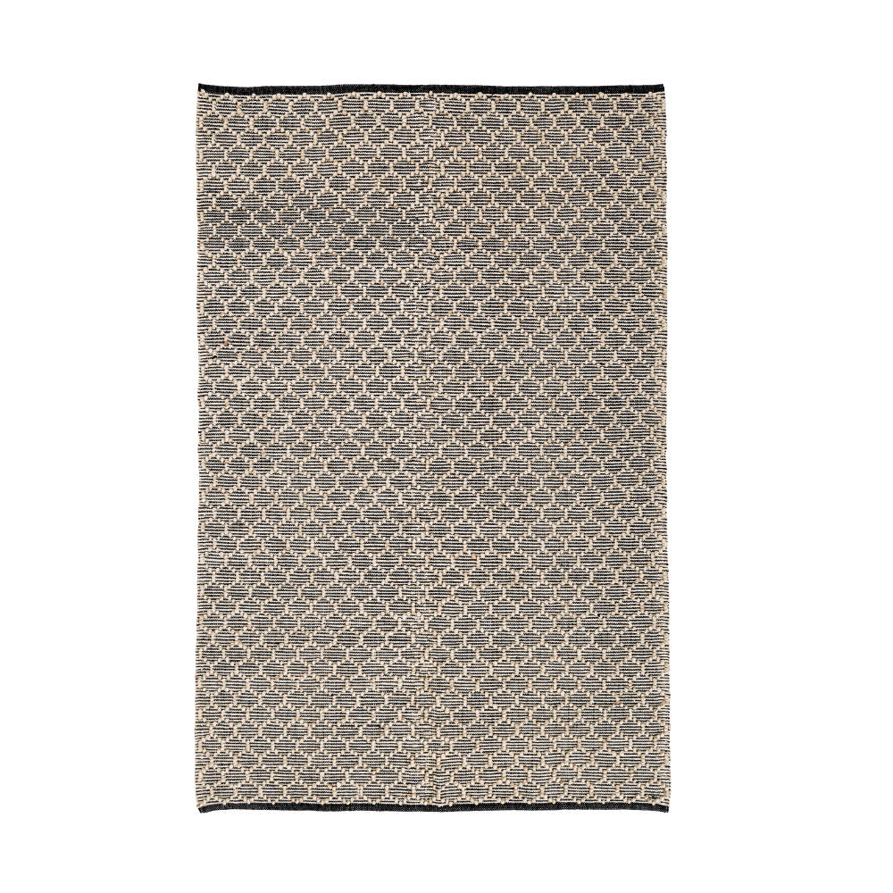 Fekete-natúr kültéri szőnyeg 200x300 cm – Dhawan kollekció, geometrikus mintás felülnézet