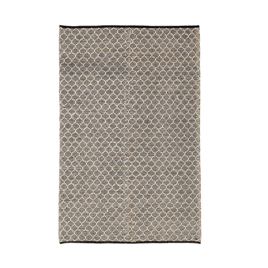 Fekete-natúr kültéri szőnyeg 200x300 cm – Dhawan kollekció, geometrikus mintás felülnézet