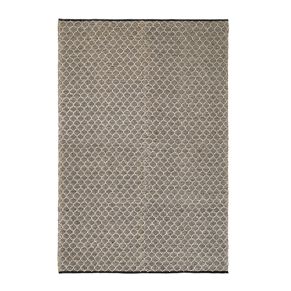 Fekete-natúr kültéri szőnyeg 200x300 cm – Dhawan kollekció, geometrikus mintás felülnézet
