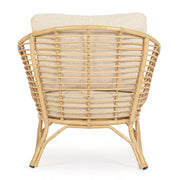 Mediterrán, natúr színű, bambuszhatású alumíniumból készült, kerti fotel olefin párnákkal