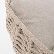 Kétszemélyes, bézs színű, design kerti pihenőágy natúr színű teakfa lábakkal