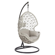 Kelly szürke kötélfonatos függőfotel fekete acélállvánnyal