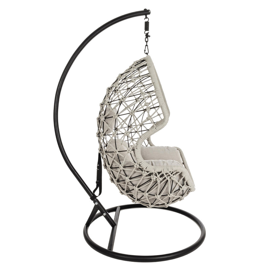 Kelly modern függőfotel fekete állvánnyal oldalnézetből