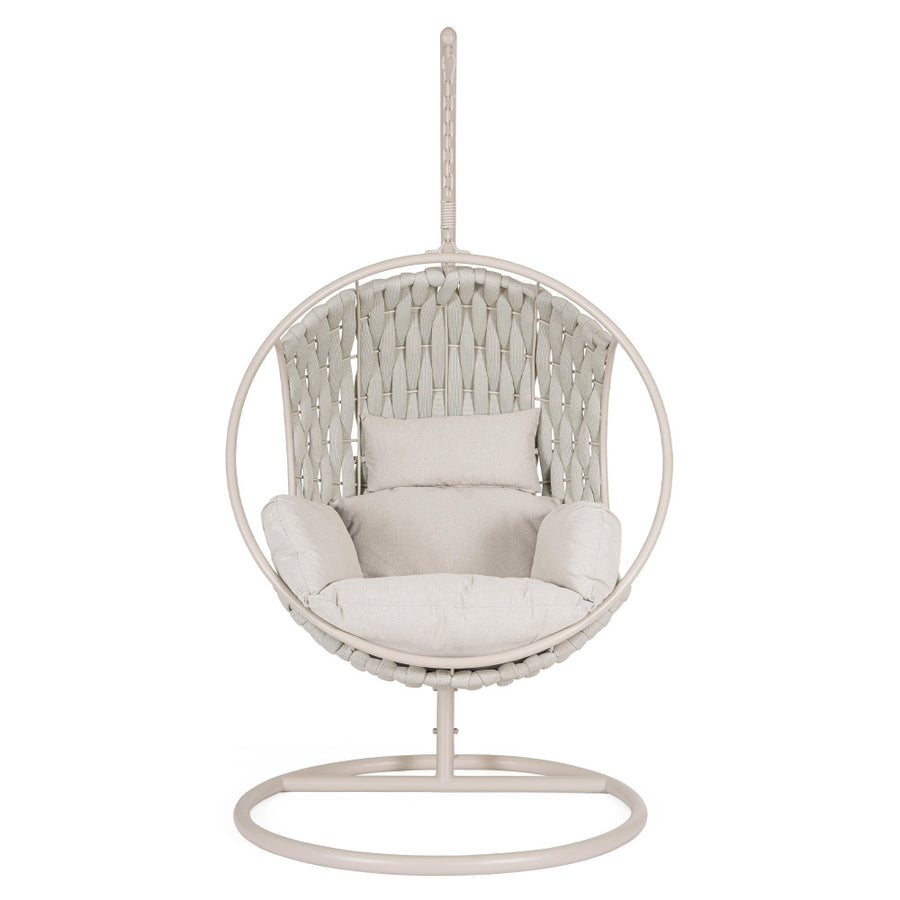 Galapagos modern kültéri függőfotel bézs kötélfonattal frontnézet