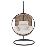 Galapagos modern kültéri függőfotel homokszínű kötélfonattal frontnézet