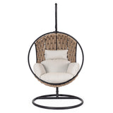 Galapagos modern kültéri függőfotel homokszínű kötélfonattal frontnézet