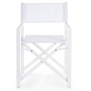 fehér textilén ülőfelületű kerti szék front nézet