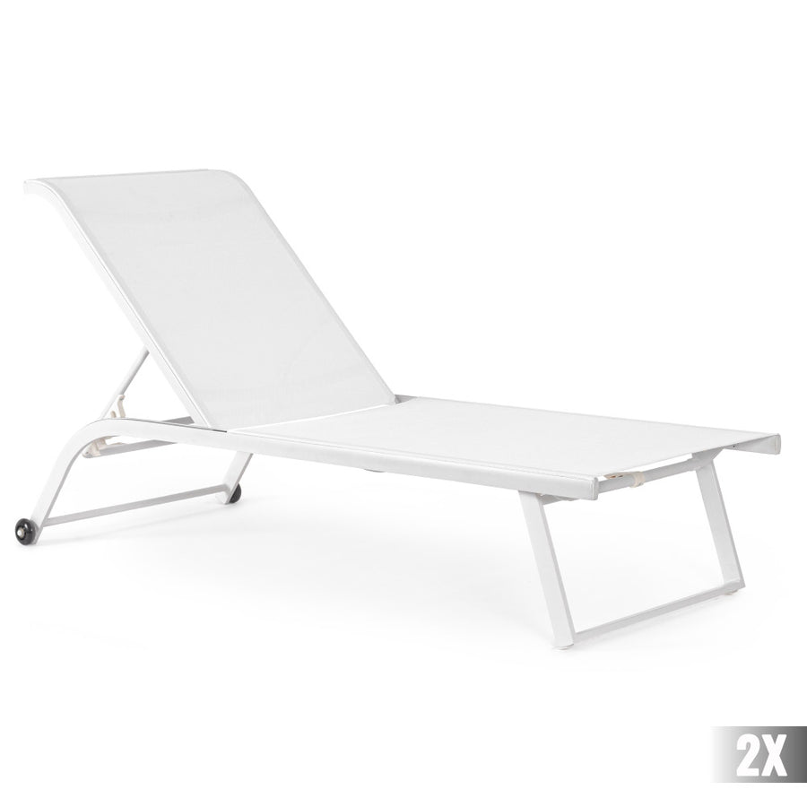 kortárs stílusú, dönthető, fehér színű, alumínium kerti napozóágy