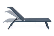 Kortárs stílusú, dönthető,tengerészkék színű, alumínium napozóágy textilén