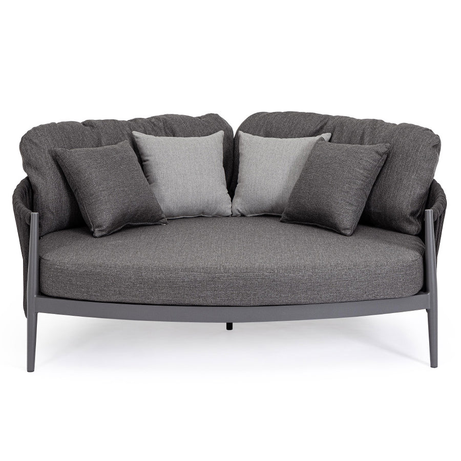 Kétszemélyes, szürke színű, kerti pihenőágy alumínium vázzal, kötélfonat burkolattal