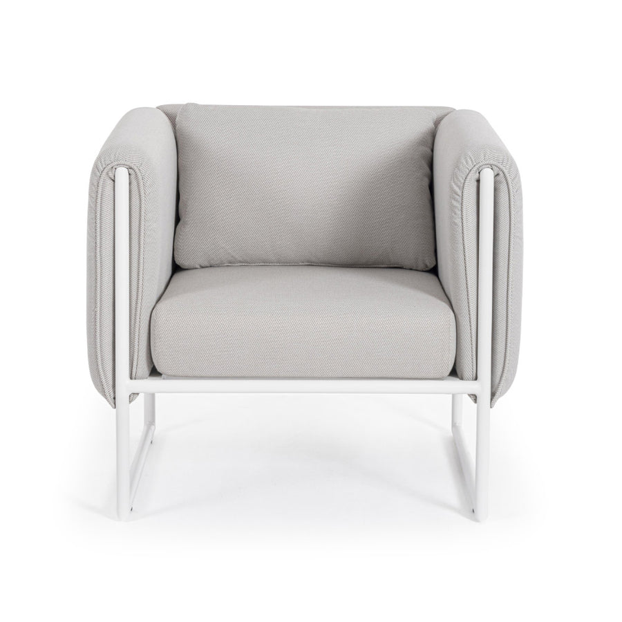 Kortárs stílusú, fehér-bézs színű, kerti design fotel