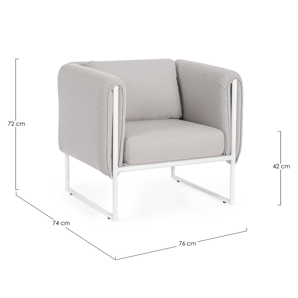 Kortárs stílusú, fehér-bézs színű, kerti design fotel