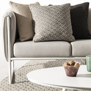 Kortárs stílusú, fehér és bézs színű, alumíniumvázas, 3 személyes kerti design kanapé