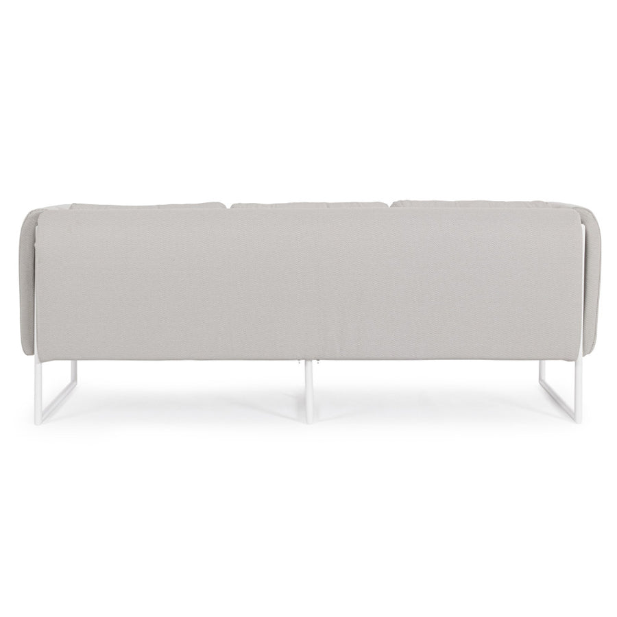 Kortárs stílusú, fehér és bézs színű, alumíniumvázas, 3 személyes kerti design kanapé.