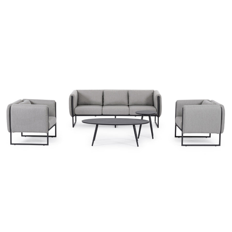 Kortárs stílusú, fekete-világosszürke színű, kerti design fotel