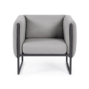 Kortárs stílusú, fekete-világosszürke színű, kerti design fotel