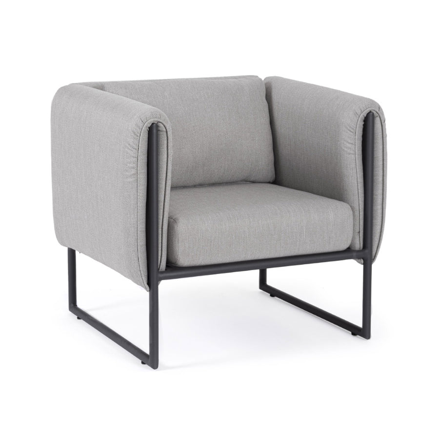 Kortárs stílusú, fekete-világosszürke színű, kerti design fotel