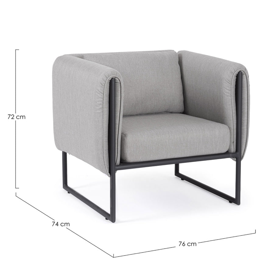 Kortárs stílusú, fekete-világosszürke színű, kerti design fotel