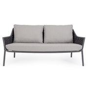 Kétszemélyes, szürke színű, design kerti kanapé alumínium vázzal, kötélfonat burkolattal