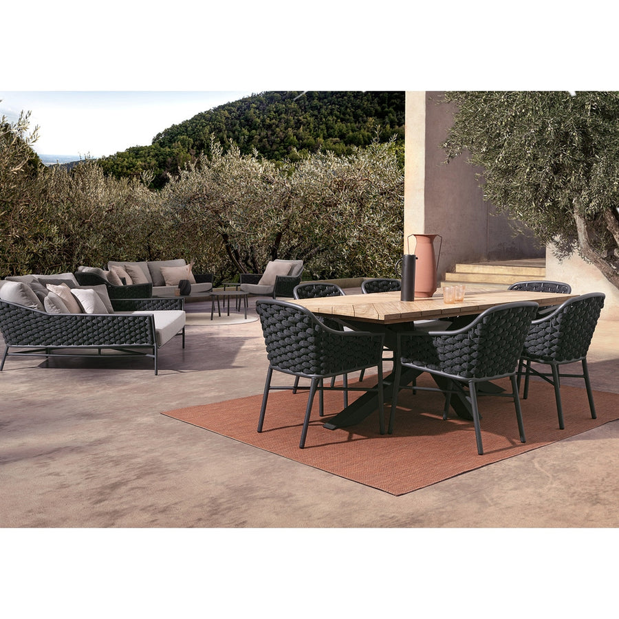 Kétszemélyes, szürke színű, kerti pihenőágy alumínium vázzal, kötélfonat burkolattal