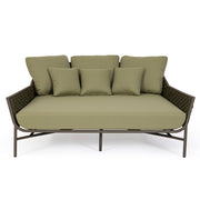Kétszemélyes, olívazöld színű, kerti pihenőágy alumínium vázzal, kötélfonat burkolattal