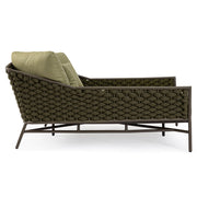 Kétszemélyes, olívazöld színű, kerti pihenőágy alumínium vázzal, kötélfonat burkolattal