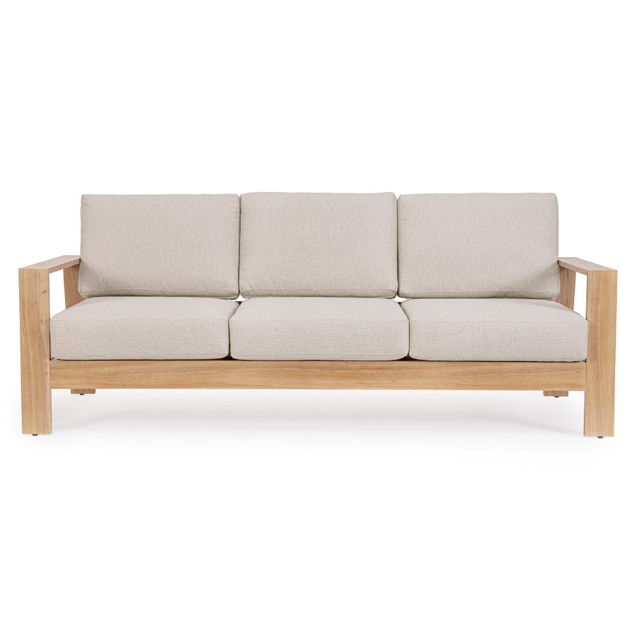 A kortárs stílusú, fa hatású ülőgarnitúra háromszemélyes kanapé tagja.