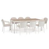 Ulises 9 részes fehér alumínium kerti étkezőgarnitúra bézs párnás székekkel – teljes szett nézet