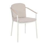 Ulises kültéri étkezőszék bézs párnával és fehér alumínium vázzal – perspektivikus nézet