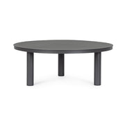 Kortárs fekete alumíniumból készült, kerti ülőgarnitúra grafitszürke ülő- és hátpárnákkal.