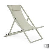 zsályazöld dönthető kerti pihenőszék fejpárnával perspektivikus nézet