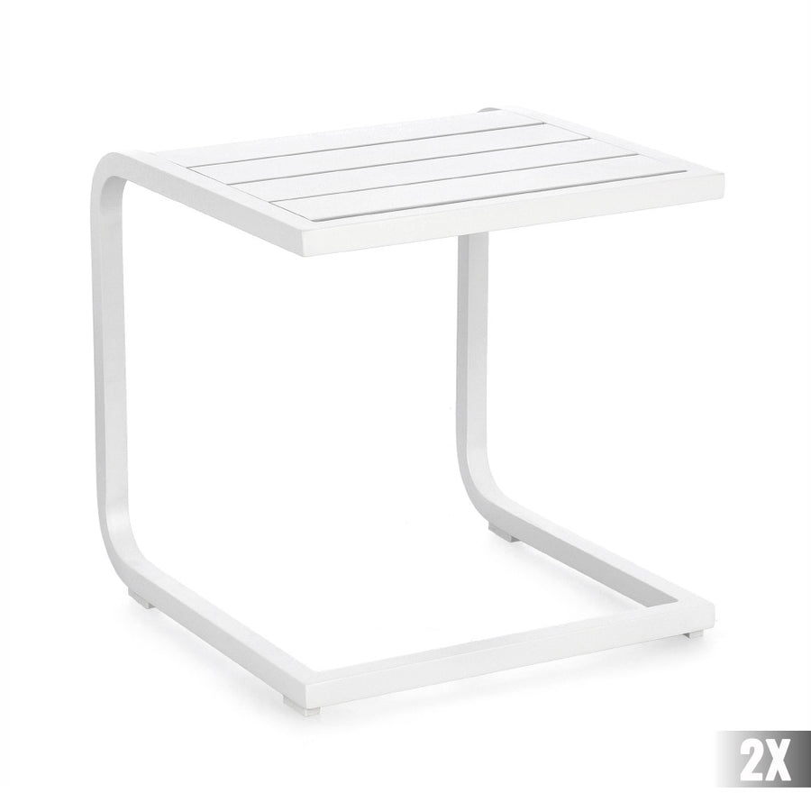 fehér alumínium kerti lerakóasztal modern kialakítással