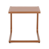 agyagbarna kültéri asztal elölnézet lamellás asztallappal