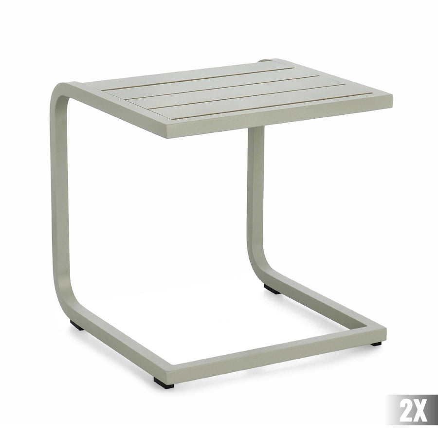 zsályazöld alumínium kerti lerakóasztal modern kialakítással