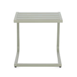 zsályazöld kültéri asztal elölnézet lamellás asztallappal