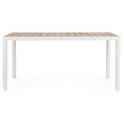 Kalimera kerti étkezőasztal fahatású alumínium asztallappal – frontális nézet