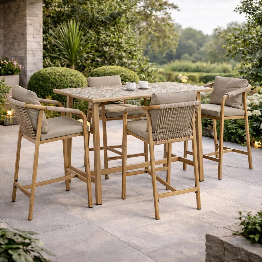 Kalimera mediterrán stílusú kerti bárszett teraszon elhelyezve – hangulatkép