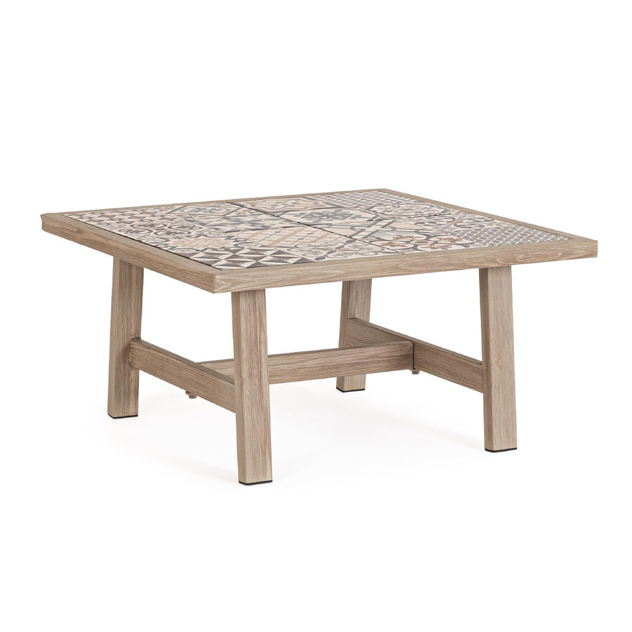 Kalimera kültéri dohányzóasztal spanyol stílusú porceláncsempés asztallappal