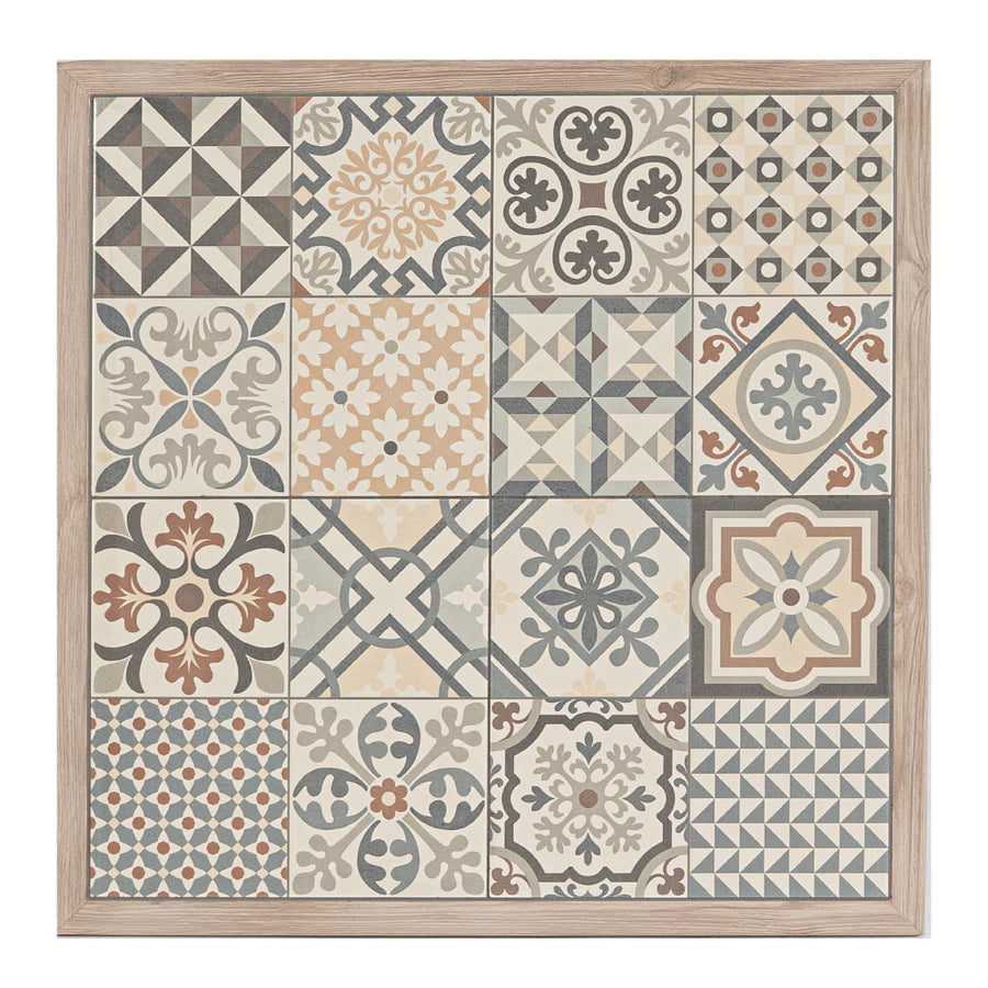 Kalimera dohányzóasztal részlet mediterrán mintás porceláncsempékkel